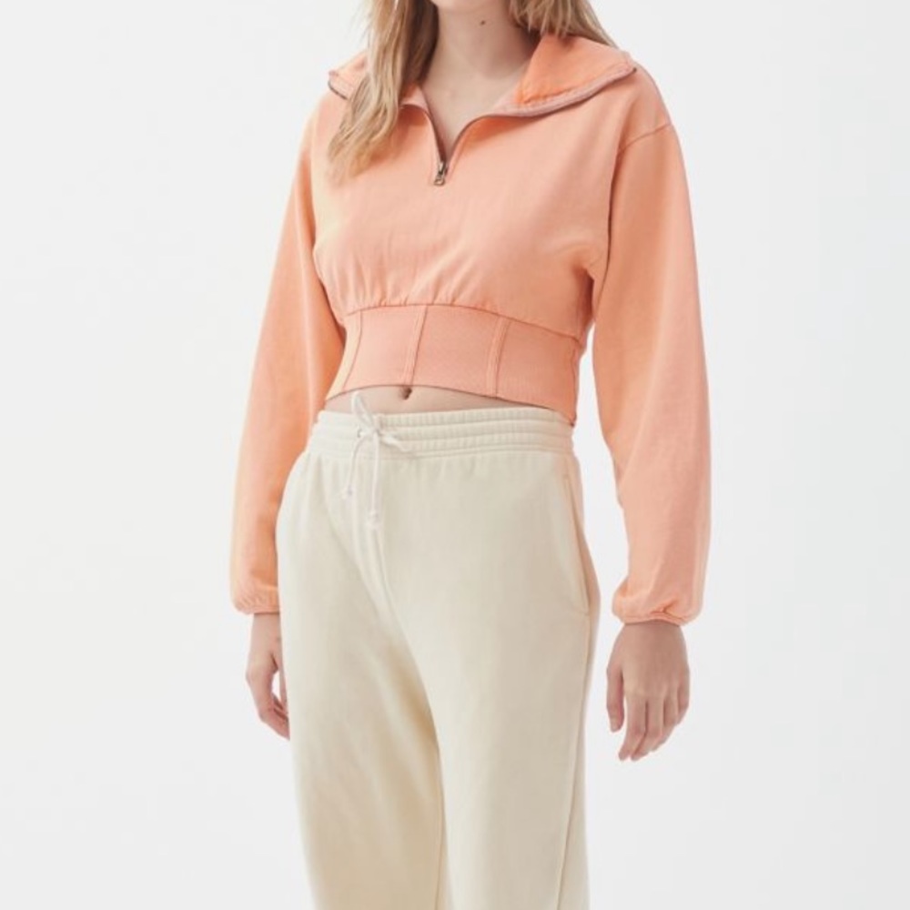BNWT UO Out From Under Half-Zip Papaya Sweatshirt